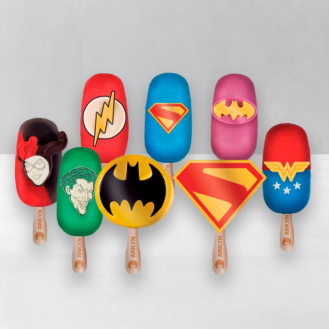 The complete collection of Arkyn DC Comics 3D ice pops